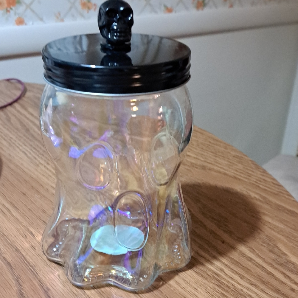 Halloween Skull Lid Glass Ghost Jar/ BUNDLE ONLY 2 OR MORE ITEMS